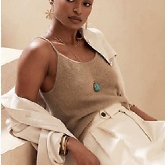 Banana Republic 100% Cashmere Cream Knit Tank XL New - Picture 2 of 6